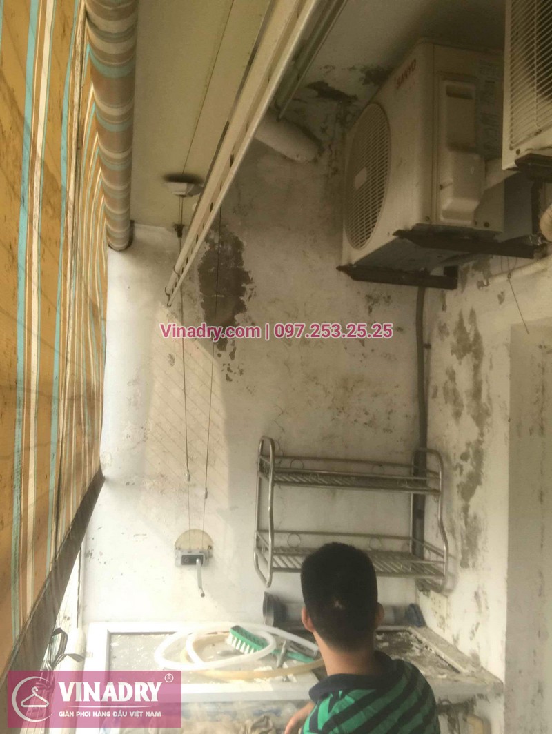 Sửa chữa giàn phơi quần áo tại chung cư 282 Lĩnh Nam, Hoàng Mai, nhà anh Ân